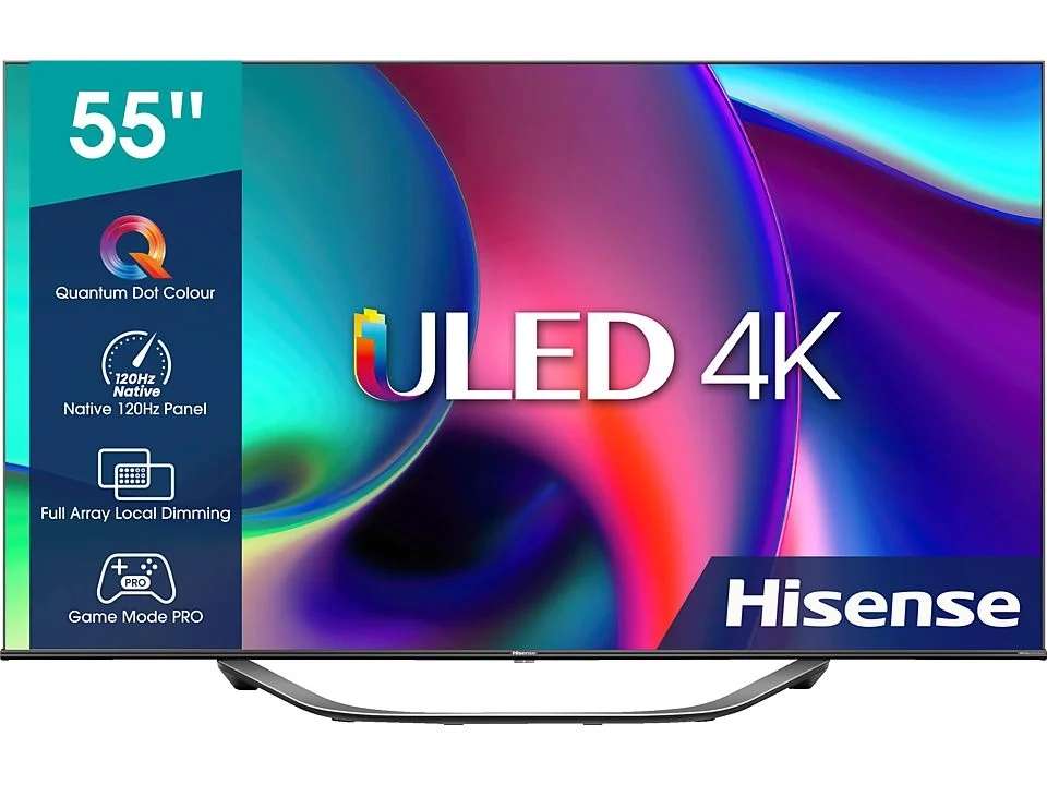 40,- mydealz 4K, 100 TV | SMART UHD QLED 139 55 cm, + Cashback / [Abholung] 120Hz + (Flat, effektiv Zoll 55U77HQ Payback U6) VIDAA HISENSE TV, 409,-