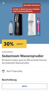 Lidl Plus App: 30% Rabatt auf Sodastream Wassersprudler - eventuell mit Cashback kombinierbar