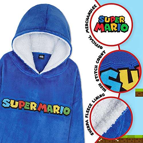 [Amazon Prime] SUPER MARIO Nintendo Pullover/Hoodie Decke, Fleece Oversized Hoodie Jungen, Gaming Merchandise