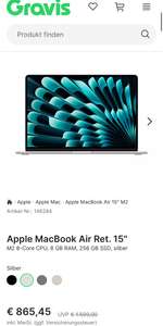 Apple MacBook Air Ret. 15" GRAVIS (in diversen Farben und Filialen noch erhätlich)