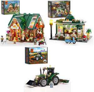 Funwhole-Sets: Bauernhofladen 62,39 € (1.523 Klemmbausteine) / Kiosk 28,59 € (556 K.) / Traktor 22,74 € (367 K.) / mit LED [Amazon Prime]