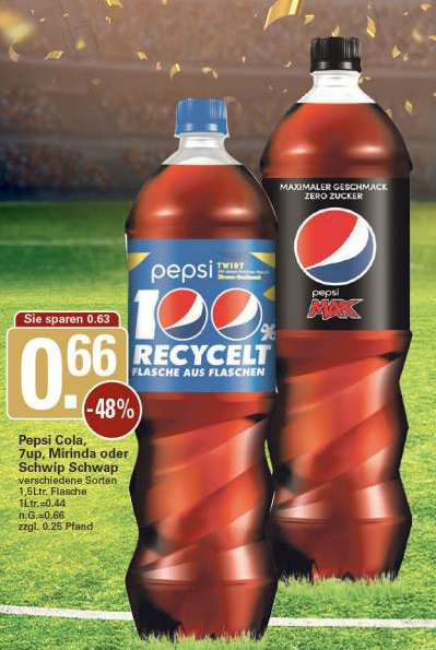 Lokal WEZ Pepsi (auch Max) oder Schwipp Schwapp 1,5 Ltr. Flaschen für 66 Cent