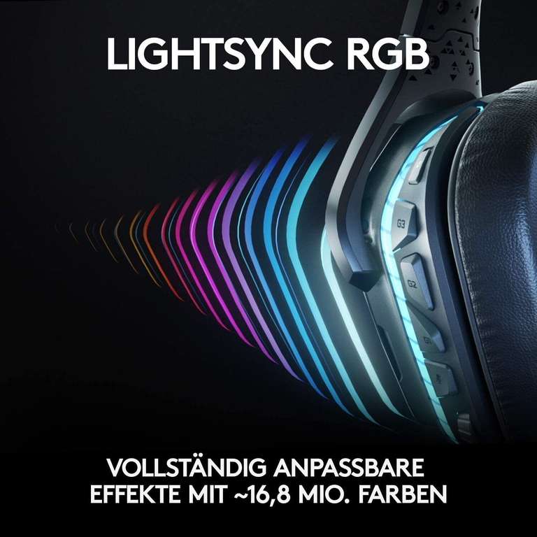 Logitech G935 Gaming Headset LIGHTSYNC RGB kabellos 7.1 Surround Sound Wireless, (beschädigte Verpackung oder nicht vorhanden) (VGP 138,98€)