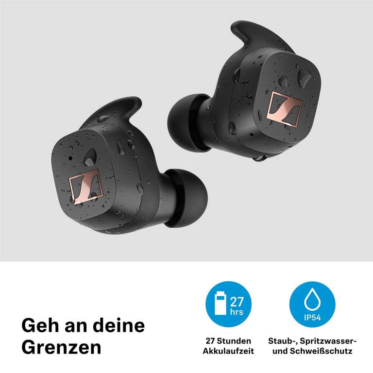 Sennheiser Sport True Wireless Ohrhörer – , Musikhören und Telefonieren mit Adaptable Acoustics-Funktion und Noise Cancellation, Schwarz