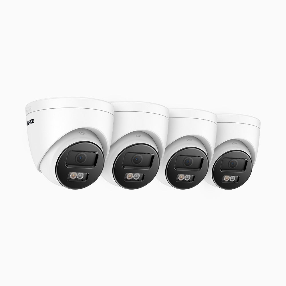 ANNKE C500P - 4er-Pack 3K PoE Überwachungskamera aussen, Farbe & IR Nachtsicht, 3072 × 1728 @ 20 fps