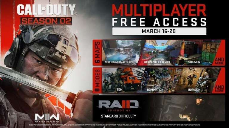 Multiplayer Free Acces Modern Warfare 2/16 bis 20 März @ Steam / Battle.net / PS4 / PS5 / Xbox one / Xbox Series