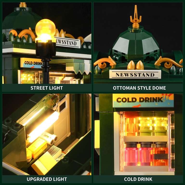 FUNWHOLE Kiosk mit Beleuchtung Klemmbausteine (Prime)