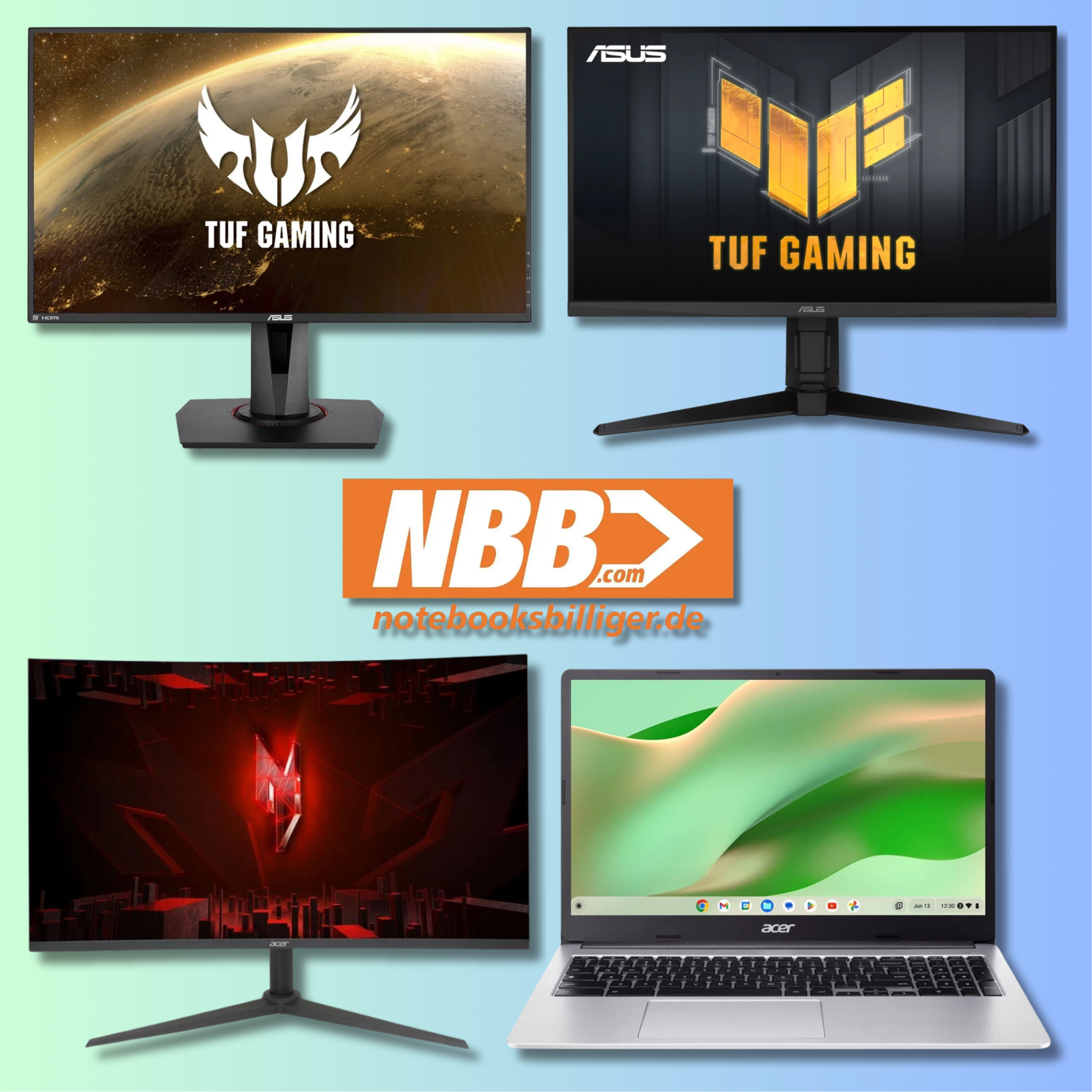 NBB Wochenangebote KW28 | ASUS TUF Gaming-Monitor VG279QM - 27", 280 Hz, Fast IPS Panel = 109,90€ | Acer Chromebook 315 = 234,99€ & mehr