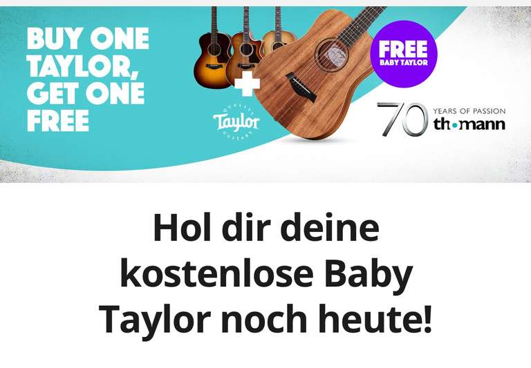 Thomann Baby Taylor eKoa gratis zu ausgewählten Taylor Westerngitarren
