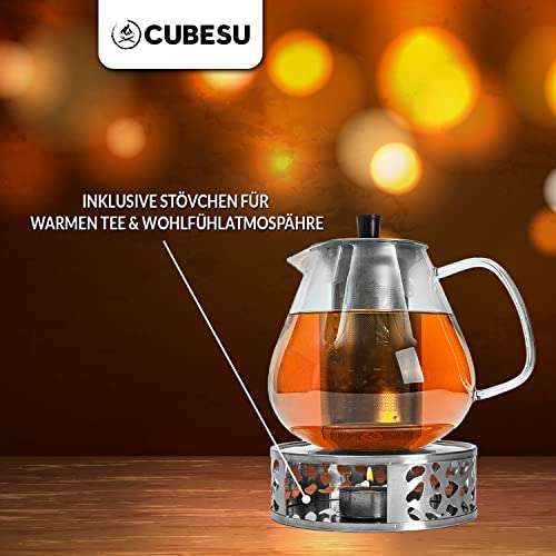 Cubesu Teekanne Glas 1,5L - mit Stövchen (Prime)