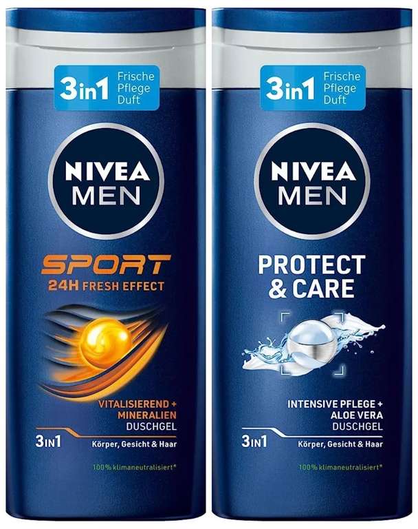 NIVEA MEN 3in1 Sport oder Protect & Care Duschgel (1x 250 ml) (Prime, Spar-Abo)