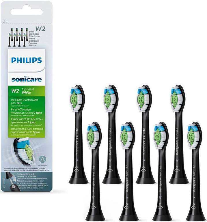 Philips Sonicare Ersatzbürsten W2 Optimal White (Schwarz) 8er Pack
