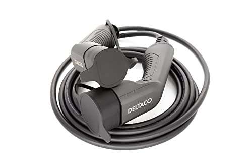 DELTACO Typ 2 EV-Ladekabel für E-Autos und Hybrid Fahrzeuge, Mennekes Kabel, 3-phasig, 16A | 11kW, 3 Meter - Prime