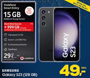 Lokal, Vodafone Netz: Samsung Galaxy S23 im GigaKombi Allnet/SMS Flat 20GB 5G für 49€ Zuzahlung, 24,99€/Monat, 100€ RNM, 999GB Daten+,