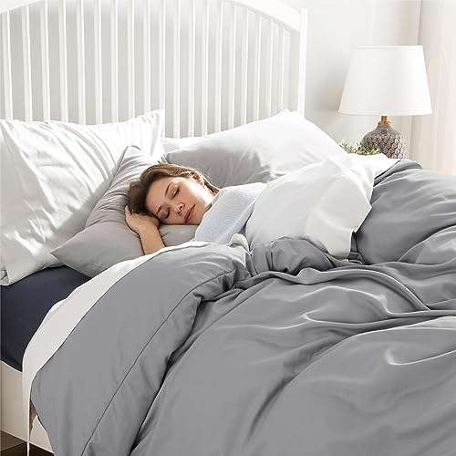 [Prime] BEDSURE Bettwäsche 220x240 Grau Bettbezug mit 80x80 cm Kissenbezu