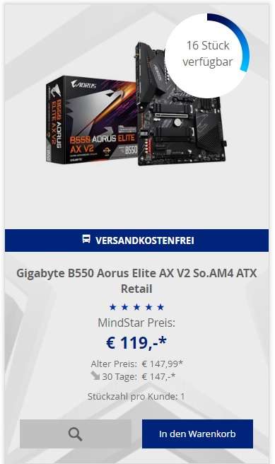 [Mindstar] Gigabyte B550 Aorus Elite AX V2 So.AM4 ATX Retail