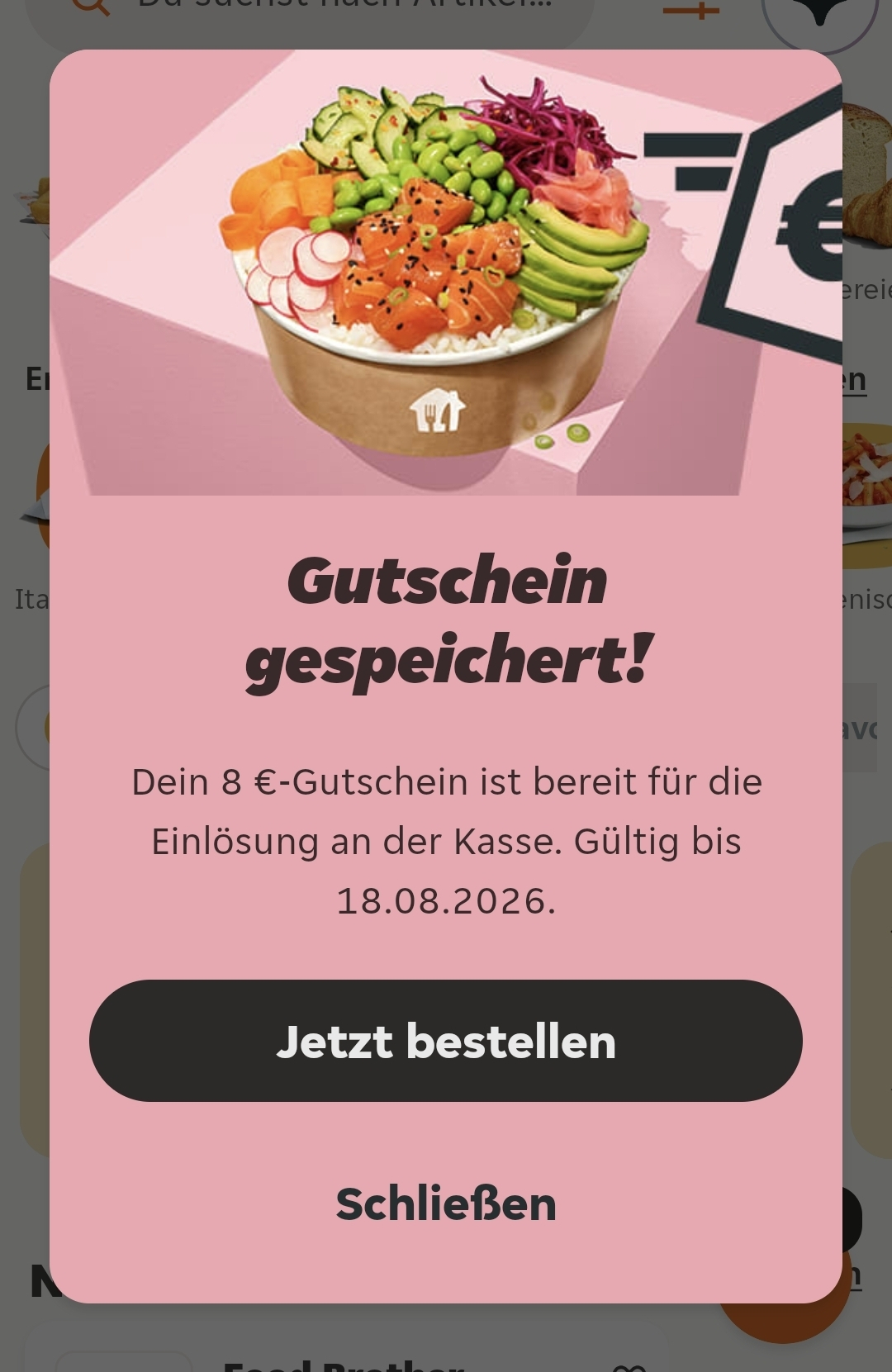 Lieferando 8€ Rabatt personalisiert (App)