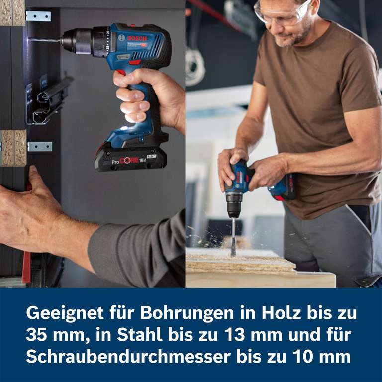 Bosch Professional Akkuschrauber GSR 18V-55 (2x 4,0 Ah ProCore Akku, 18 Volt System, max. Drehmoment: 55 Nm, in L-BOXX)