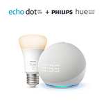 [Prime] Echo Dot 5. Generation mit Uhr + Philips Hue White E27/9,5W 1100lm WW