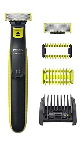 Philips OneBlade Face & Body, All-in-One-Rasierer, Bartschneider und Body Groomer, mit 2 Originalklingen, verstellbarem 5-in-1-Kamm