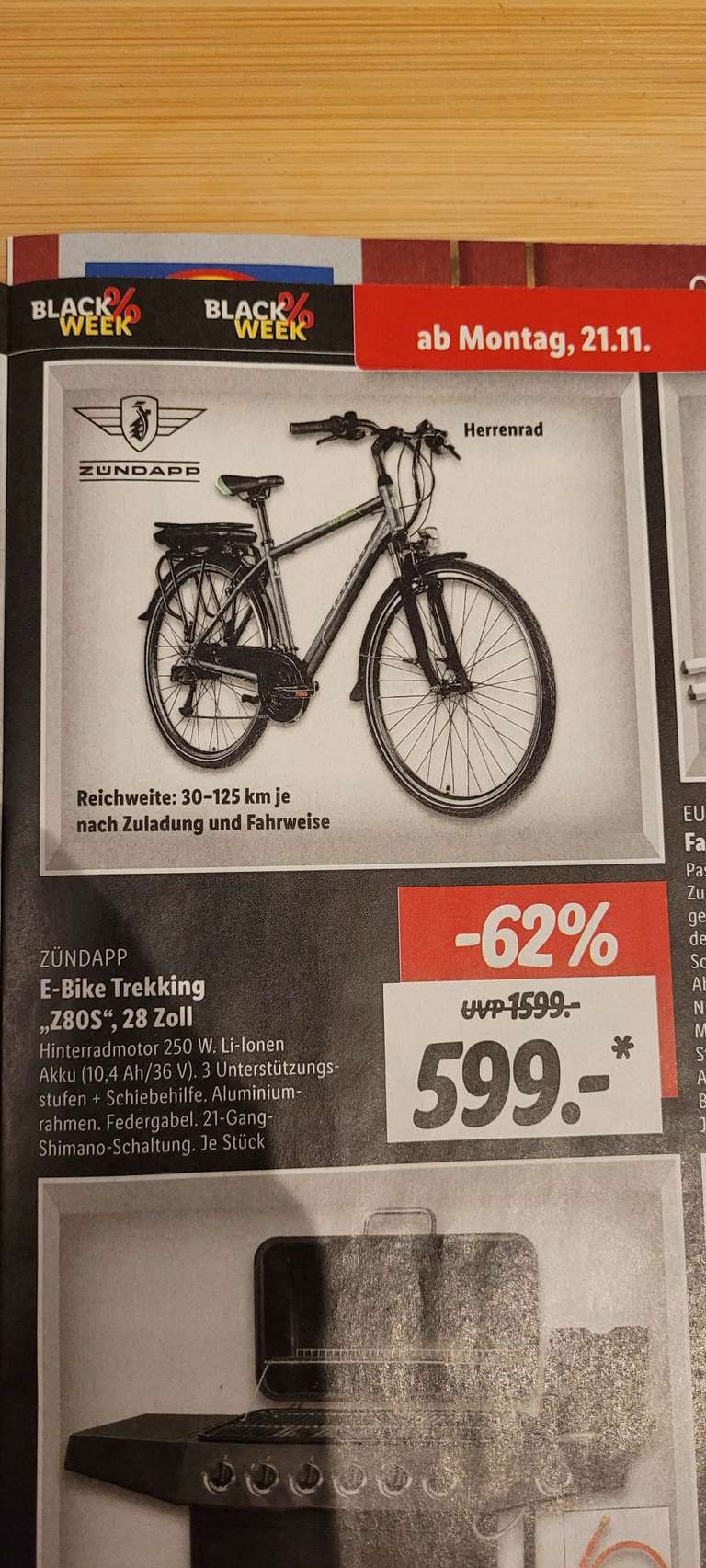 Lidl Black Week (in einigen Filialen) Zündapp E-Bike Z80S 28" Herrenrad ab 21.11