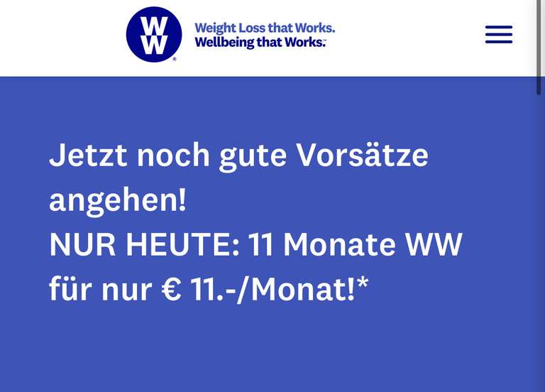 WW (Weight Watchers) zum Bestpreis: 11€/Monat bis Ende 2022