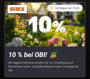 Telekom Magenta Moments OBI 10% auf Blumenerde, Pflanzen und Hochbeete
