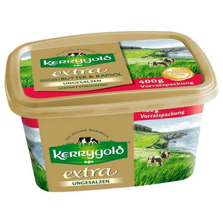 Kerrygold Extra ungesalzen oder gesalzen je 400 g Packung für 1,99 € (Angebot + Coupon) [Wasgau - Saarland, RLP, BW] - ab 28.08 bis 02.09.