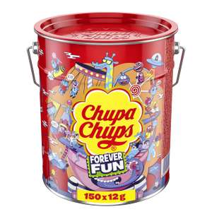 Chupa Chups Best of Lollipop-Eimer, enthält 150 Lutscher in 5 Geschmacksrichtungen in der Pop-Art Metall-Dose (Prime)