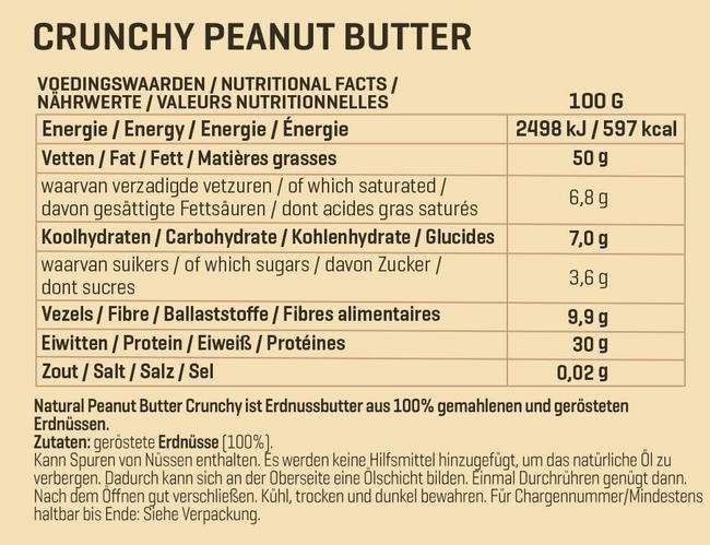 Body&Fit Erdnussbutter crunchy 12x0,5kg (3,76€/kg)