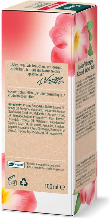 Kneipp Massageöl Rücken & Nacken Wohl, mit Extrakt der Teufelskralle, 100 g [Prime Spar-Abo]