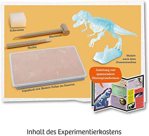 KOSMOS 658021 Nachtleuchtender T-REX Experimentierset für Kinder ab 7 Jahren, Dinosaurier im Gipsblock zum Ausgaben (PRIME)