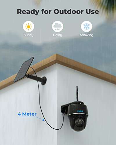 Reolink Argus PT Pro PTZ Solar IP-Überwachungskamera Aussen Akku mit Solarpanel 2560 x 1440 Pixel Schwarz