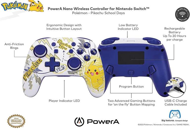 [GameStop] Offline: Nintendo Switch PowerA - Enhanced Wireless Controller Pokémon Pikachu School Days. Online: +3,99€ Versand (VGP : 63,90€)