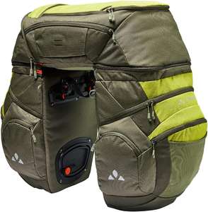 VAUDE Karakorum Pro Fahrradtasche für den Gepäckträger | 68l Volumen | trennbar in 3 separate Taschen (inkl. Rucksack) | inkl. Regenhülle