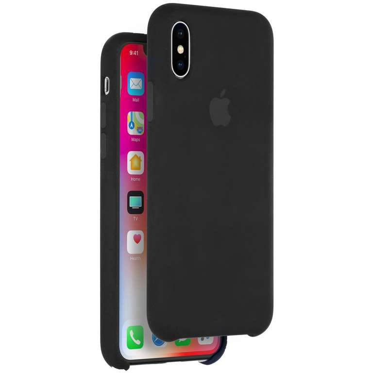 Apple Silikon Case für das iPhone X in schwarz (MQT12ZM/A) | Innenseite mit Mikrofaser