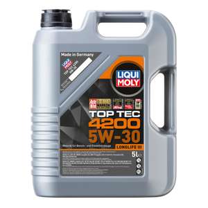 5 Liter Liqui Moly Top Tec 4200 5W30 Motoröl [Toom Vorteilskarte 15% Rabatt auf einem Artikel im Markt für am 18.09]
