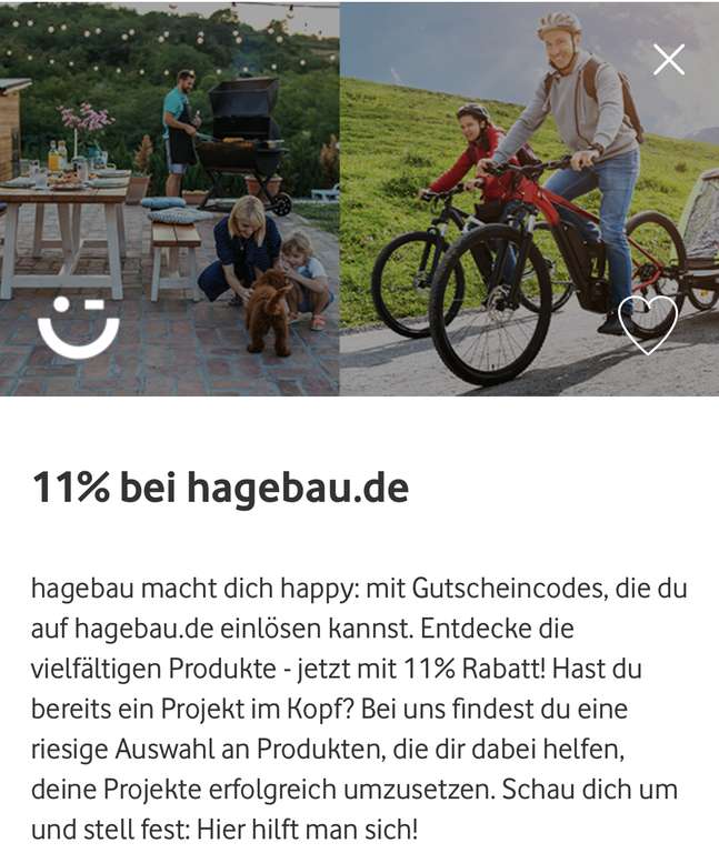 11% auf „alles“* bei Hagebau für Vodafone Kunden+ 3% Rabatt für Kundenkarteninhaber