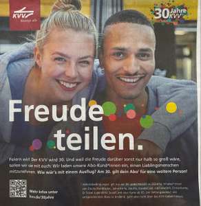 [Lokal Karlsruhe] für Abo-Kunden: 30 Jahre KVV/ 2. Person gratis jeden 30. im Monat