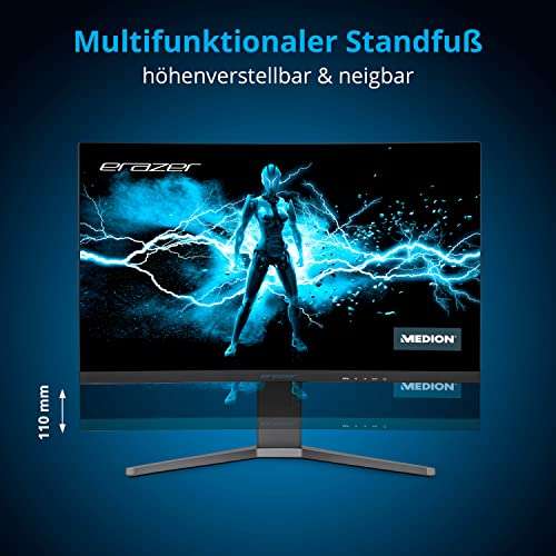 MEDION ERAZER Spectator X10 68,6 cm (27 Zoll) QHD Widescreen Curved Gaming Monitor (165Hz, 1440p, Adaptive Sync, 16:9, 1ms @