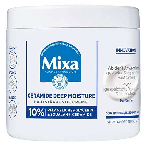 Mixa Hautstärkende Creme Ceramide Deep Moisture 400ml, für sehr trockene und beanspruchte Haut, Schutz der Hautbarriere [Prime Spar-Abo]