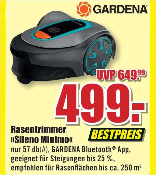 GARDENA SILENO minimo 250 m² (Bluetooth) für 449,10 Euro [Hornbach TPG]