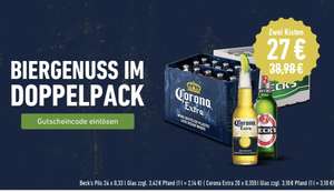 Kiste Corona Lagerbier & Kiste Beck‘s Pils Bier für 27€ bei Flaschenpost