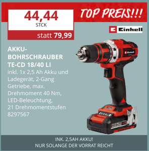 Einhell AKKU-Bohrschrauber TE-CD 18/40 Li (BBM Baumarkt Ganderkesee)