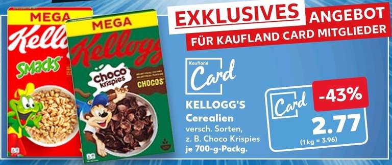 [Kaufland] Kellogg's Cerealien 700g für 2,77 € (exklusiv für Kaufland-Card Inhaber) (evtl. regional)