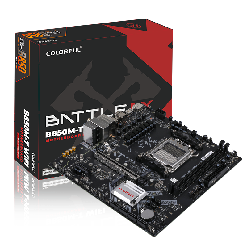 Colorful BATTLE-AX B850M-T WIFI V14 Mainboard - M-ATX, AMD AM5, B850, bis 96 GB DDR5, PCIe 5.0, Wi-Fi 6E, 2.5G LAN