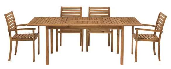 Room05 Garden Porto Set Tisch ausziehbar mit 4 Stühlen (Akatie)