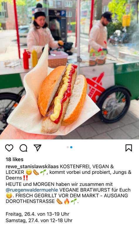 [Lokal] Rewe Hamburg Dorotheenstraße 116 Kostenlose vegane Bratwurst von Rügenwalder