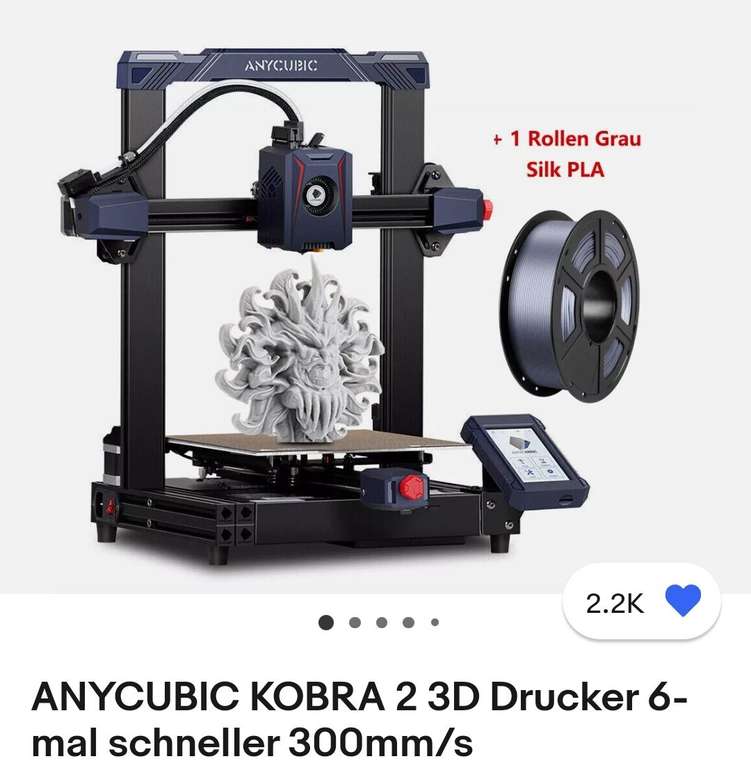 ANYCUBIC KOBRA 2 3D Drucker + 1kg PLA