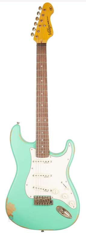 Vintage V6MRVG E-Gitarre, 3x Wilkinson WVS Tonabnehmer, Farbe Ventura Green für 343€ | Deering Goodtime Beginner Banjo-Set 594€